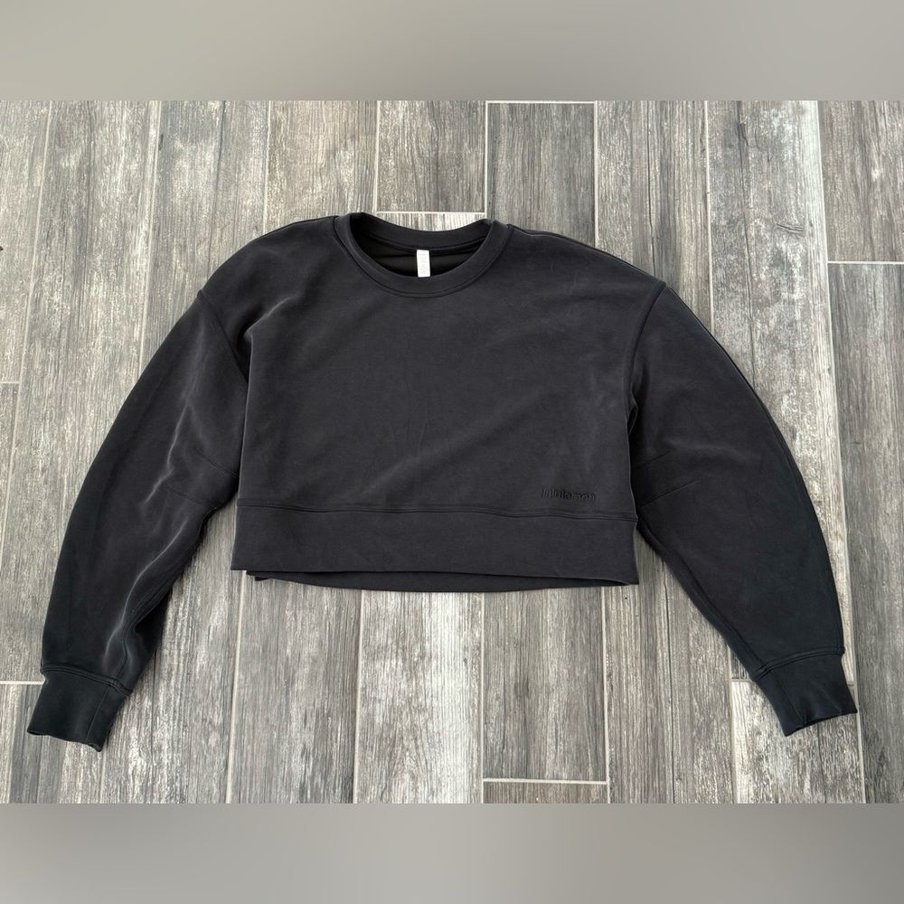 Lululemon Soft Ambitions Black Cropped Crewneck Sweater - Size XL/L - Picture 5 of 7